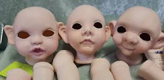 Estate Sale, 3 Clowns by Kay, Ready to Assemble ,small Dolls, Elves,wigs,  Eyes, NO Pattern Available, Porcelain Dolls, Makes 12-16 Dolls