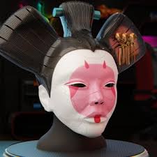 Buy Movie Mask Robot Geisha Manga. Handmade With Custom Color Anime .art  for Collection or Cosplayer. Ghost Online in India