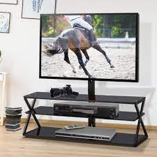 The latest on our store health and safety plans. 3 In 1 Floor Tv Stand Swivel Mount Glass Shelf For 32 65 Inch Screen Tvs Ebay