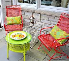 Make Your Patio Pop With Color The Garden Glove Patio Furniture Makeover Wrought Iron Patio Furniture Metal Patio Furniture