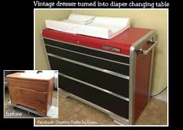Just Made This For My Soon To Be Grandson Took A Vintage Waterfall Dresser And Turned It Into A Cra Diaper Changing Table Tool Box Dresser Childrens Furniture