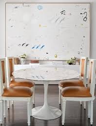 Stay updated about small dark wood dining table and chairs. Brown Leather French Dining Chairs With Saarinen Table Transitional Dining Room