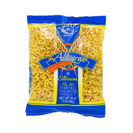 Product Photo: Allegra Elbows Macaroni 1lb