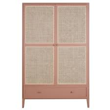 Rattan Wardrobe With 2 Doors And 1 Terracotta Drawer Siwa Maisons Du Monde