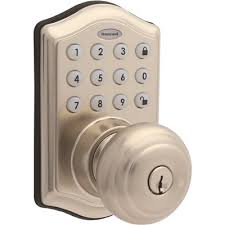 Honeywell Part 8732301 Honeywell Satin Nickel Keypad Electronic Knob Entry Door Lock Electronic Door Locks Home Depot Pro