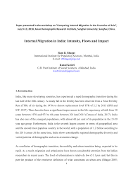 Pdf Internal Migration In India Intensity Flows And Impact Caste certificate (for availing reserve category benefit). pdf internal migration in india
