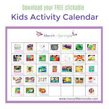Spring Activity Calendar March Kids Calendar Spring Activities Activities