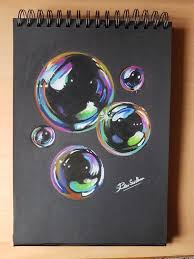 Original Title Hali Thomas Hali Originaltitle Thomas Original Title Hali Thomas Bubble Drawing Prismacolor Art Black Paper Drawing