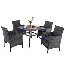 About the.get phi villa 5 piece metal swivel chair outdoor dining set at alphamarts.com. Phi Villa Square Outdoor Patio Dining Table With Umbrella Hole Metal Steel Black 37 Inch X 37 Inch Tables Patio Lawn Garden Femsa Com