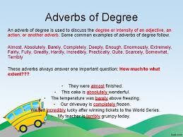 Adverbs of degree tell us about the intensity or degree of an action, an adjective or another common adverbs of degree: Unit 3 Adverb What Are Adverbs An Adverb