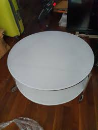 About 3% of these are coffee tables, 0% are office desks. White Glass Round Coffee Table With Wheels Furniture Home Living Furniture Tables Sets On Carousell