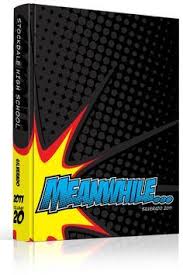 Yearbook Cover Stockdale High School Meanwhile Comic Book Theme Superhero Super Bam Biff P Yearbook Layouts Yearbook Pages Comic Book Yearbook
