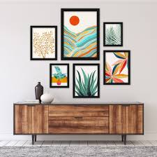 Let these ideas inspire you to add unique character and new layouts to a gallery wall in your living room, bedroom, stairwell, and more. Modern Tropical Greenery 6 Piece Framed Gallery Wall Set Americanflat