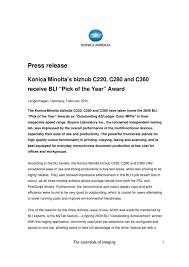 If any kind of sort of problems or recommendations. Press Release Bli Award C220 C280 C360 32 By Konica Minolta Business Solutions Norway As Issuu