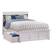 Find a bed frame that complements your style. Atlantic Furniture Madison White Full Platform Bed With Matching Foot Board With 2 Urban Bed Drawers Ar8636112 The Home Depot