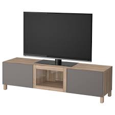 Ikea Besta Tv Unit With Drawers And Door Walnut Effect Light Gray Living Storage Living Furniture Ikea Tv