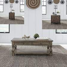 It includes a coffee table, two end tables, and a console table. Liberty Harvest Home 4 Piece Cocktail Table Set In Barley Brown Est Ship Time Is 8 10 Weeks