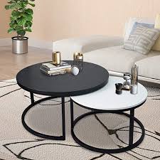 No matter what kind of interior decoration you have or your unique preferences, these coffee table set can fit into all your decoration requirements. Amazon Com Charahome Round Coffee Tables 2 Round Nesting Table Set Circle Coffee Table With Storage Open Shelf For Living Room Modern Minimalist Style Furnitur