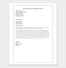Scholarship Rejection Letter Samples Formats Examples