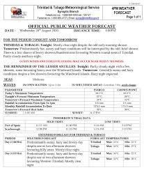Precipitation radar, hd satellite images, and current weather warnings, hourly temperature, chance of rain, and sunshine hours. 3 Day Weather Trinidad And Tobago Meteorological Service Facebook