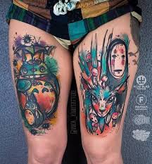 40 Graphic Watercolor Tattoos By Vika Kiwi Tattooadore Ghibli Tattoo Studio Ghibli Tattoo Tattoos