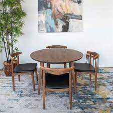 Similarly, chairs round kitchen tables are also clearly distinct with different shapes and showcase the retro era in style. Mid Century Modern Charlotte Brown Walnut Wood Round Dining Table Tdfi 786
