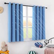 Buy Anjee Stars Cutout Curtains For Girls Boys Bedroom Grommet Top Thermal Insulated Light Filtering Romantic Starry Sky Galaxy Theme Drapes For Kids Nursery 2 Panels 52 X 63 Baby Blue Online