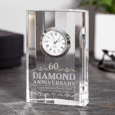 You have to be creative and come up with meaningful gifts and mementos that are compatible with the downsizing goals most couples are striving to achieve. Engraved Diamond Wedding Anniversary Mantel Clock The Gift Experience