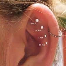 14k Gold Flat Back Push In Stud Cartilage Tragus Lip Nose Diamond Earrings Studs Tragus Piercing Jewelry Cartilage Earrings Stud