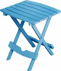 Resin Outdoor Side Table In Pool Blue Finish Foldable Waterproof Patio Furniture Table Outdoor Side Table Outdoor Garden Furniture Furniture