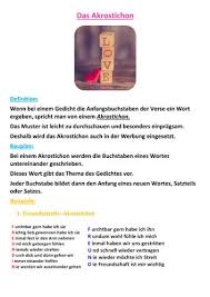 We did not find results for: Gedicht Akrostichon Unterrichtsmaterial Im Fach Deutsch In 2021 Akrostichon Gedichte Worter