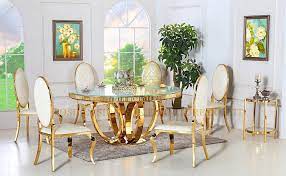 Find your perfect dining tables at our discount prices. New Modern Diameter 1 3m Round And Gold Colour Glass Dining Table Dining Table Gold Living Room Decor Brown Couch Round Dining Table