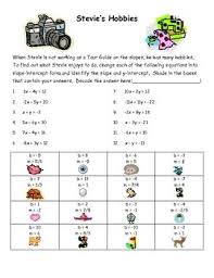 Identifying Slope And Y Intercept Puzzle Activity Fun Activity Algebra Lessons Teaching Math School Forms