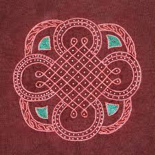 Kolam Mandala Hand Embroidered On Cotton With Glass Beads Tribal Community Hand Embroidery Hand Embroidered