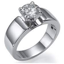 Thick Gold Wedding Band 14k White Gold Rhodium Dipped Wide Solitaire Engageme Solitaire Engagement Ring Favorite Engagement Rings Thick Band Engagement Ring