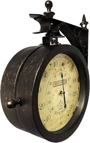 Shop our double sided clocks selection from the world's finest dealers on 1stdibs. Garage Outdoor Area Antique Thermometer Look Train Station Clock Two Sided Clock For Indoors Outdoors Outdoor Double Sided Clock Novelty Thermometer Double Sided Hanging Clock For Patio Outdoor Clocks Patio Lawn Garden