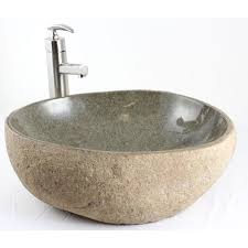 natural river rock stone bathroom