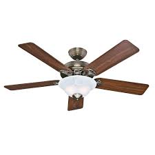 Hunter Newsome 52 In Indoor Brushed Nickel Bowl Light Kit Low Profile Ceiling Fan 53315 Brass Ceiling Fan Ceiling Fan Ceiling Fan With Light