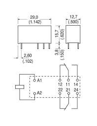 Relé de potencia, RT424012, 12 Vcc, DPDT, 8 A, agujero pasante (THT), monoestable, serie RT2 - TE Connectivity 6-1393243-3