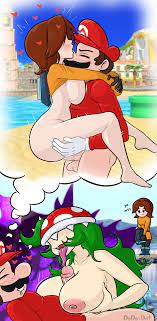 1boy 2girls anthro areolae blush breasts brown hair clothing dodo-bot  dream female green hair heart long hair male mario mario (series) mii mii  gunner mii gunner (smash 4) nintendo