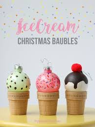 Christmas cookie ice cream recipe from simply shellie whip up a batch of christmas cookie ice cream! Diy Ice Cream Cone Christmas Bauble Ornaments My Poppet Makes