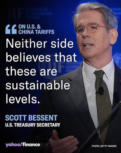 U.S. Treasury Secretary Scott Bessent said on Wednesday that he believes  that excessively high tariffs between the U.S. and China will have to come  down before trade negotiations can proceed but said