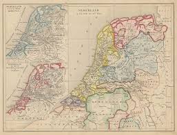 Nederland Op Het Einde Der 13de Eeuw Een Antieke Kaart Van Nederland Door De Erven Thierry En Mensing Uit 1858 Oude Kaarten Kaarten Antieke Kaarten