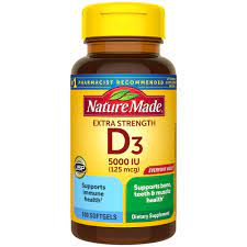 Do not exceed the recommended dose. Nature Made Extra Strength Vitamin D3 5000 Iu 125 Mcg Dietary Supplement For Immune Support 100 Softgels 100 Day Supply Walmart Com Walmart Com