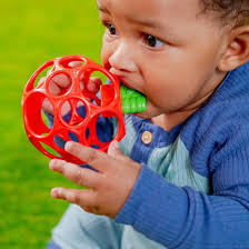 Amazon.com: Bright Starts Oball Easy Grasp Red Apple Teether Toy, Hold My  Own Collection, BPA Free, Unisex, Newborn and Up