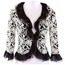 Black And Gold Cardigan Ruffle Lace Black White Gold Cardigan Jacket Boutique Gold Cardigan Fashion Clothes Design