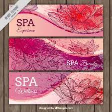 手描きの花水彩スパバナーを無料でダウンロード hand drawn flowers church art massage logo