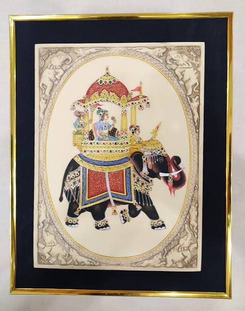 Rajasthani Miniature Painting - Handmade Flower On Old Book Paper - Sanchaari