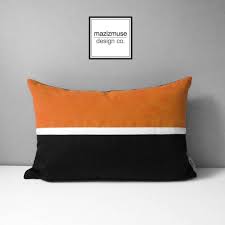 Black And White Throw Pillow Covers Orange Black Sunbrella Pillow Cover Modern Outdoor Pillow Etsy In 2020 Outdoor Pillow Covers Orange Cushion Covers Modern Outdoor Pillows