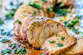 I've made this pork loin twice in the past couple weeks and both times we have enjoyed it with glazed carrots, roasted sweet potatoes. The Best Baked Garlic Pork Tenderloin Recipe Ever